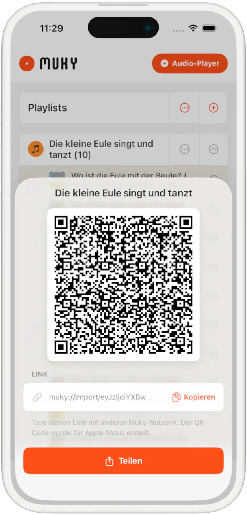 QR Code Sharing Screenshot