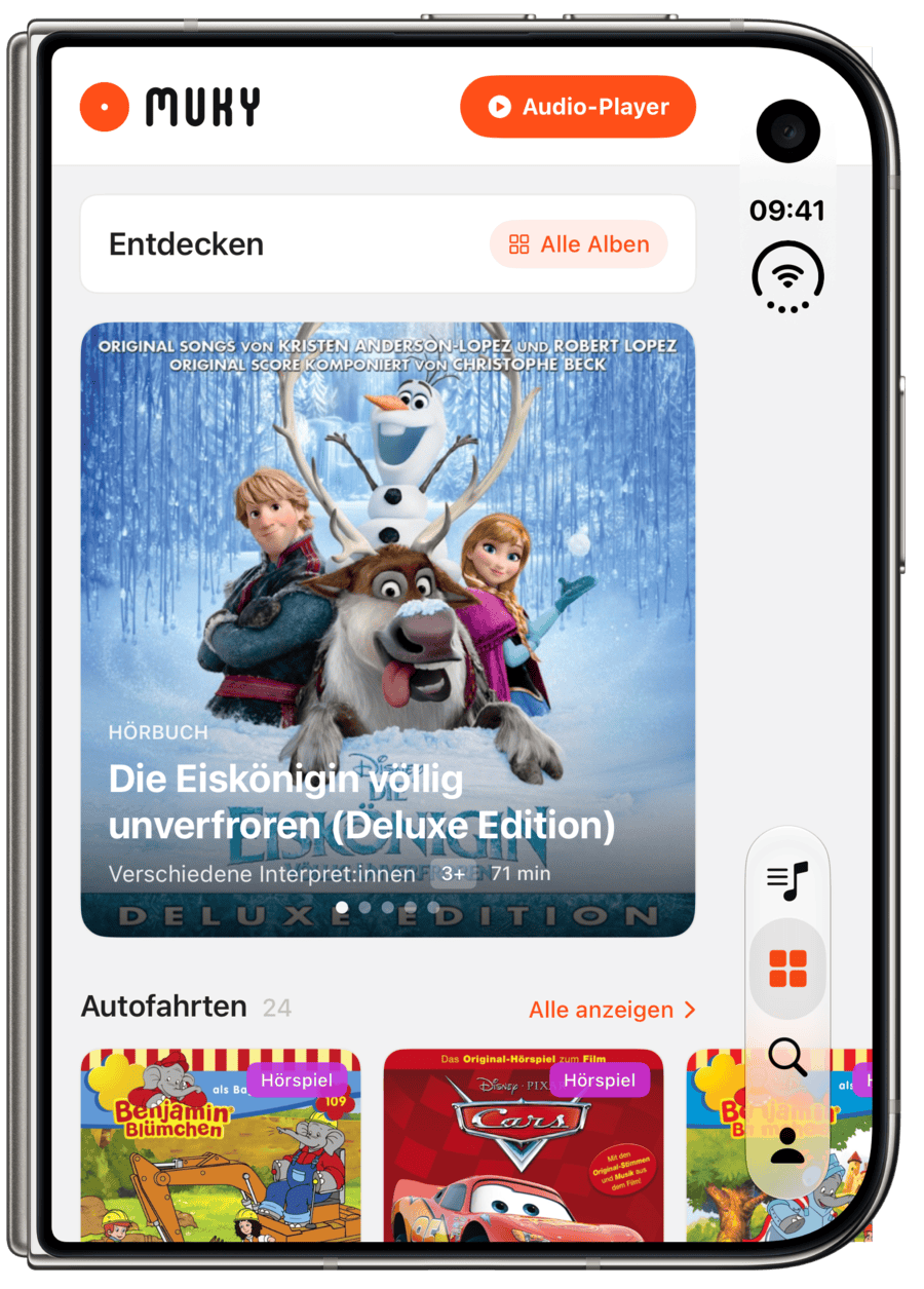 Muky-Entdecken-Tab auf dem zugeklappten iPhone Duo