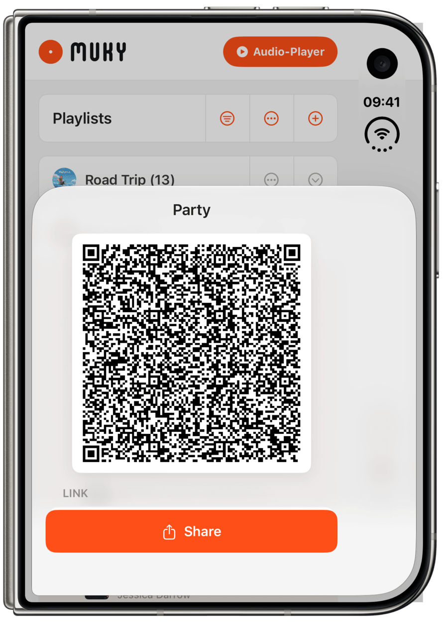The same QR code sharing screen on the closed iPhone Duo
